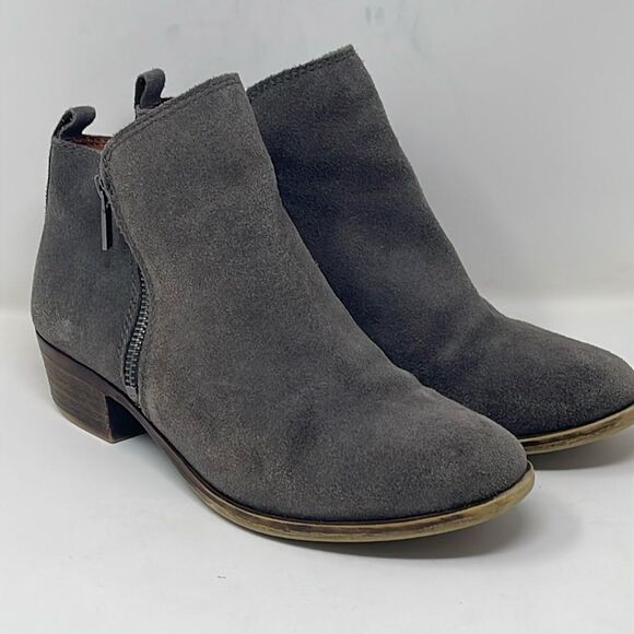 Lucky Brand Basel Bootie, Gray Suede, women’s size 8M, 1.5” heel - Picture 1 of 12